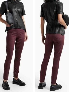 NWT rag & bone Burgundy Nina Faux Suede Leggings Medium